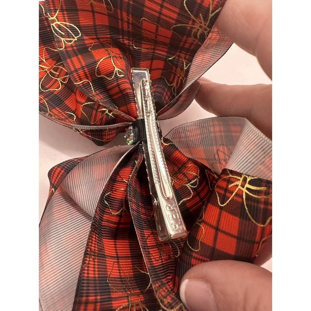 Christmas Jojo Siwa Bow Club #38 Plaid Red Green Gold Large‎ 6 Inch Cheer Hair